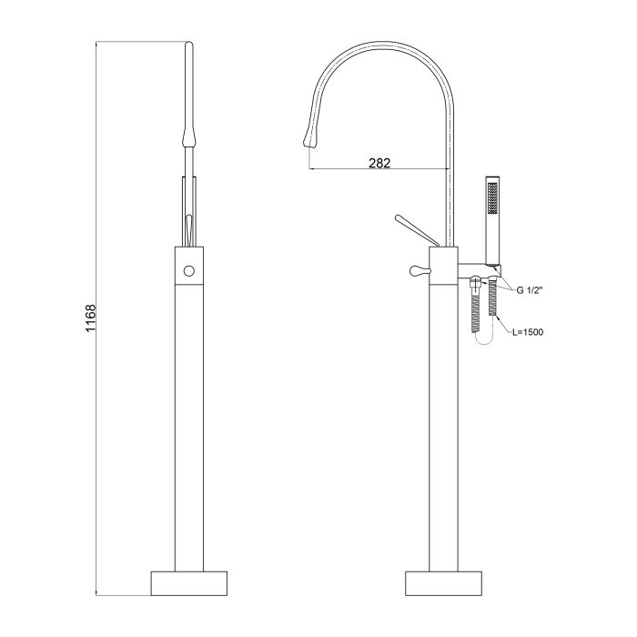 Смеситель для ванны Qtap Virgo 1966103C