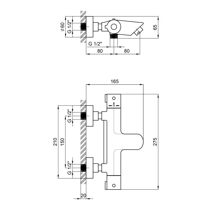Смеситель термостатический для ванны Qtap Inspai-Therm CRMT300800