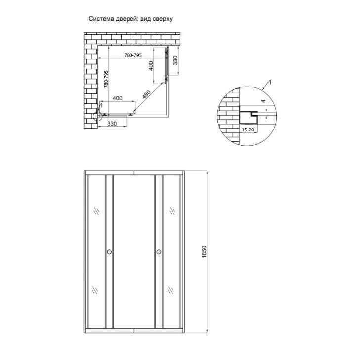 Душевая кабина Lidz Wawel SC80x80.SAT.LOW.GR, стекло тонированное 4 мм без поддона