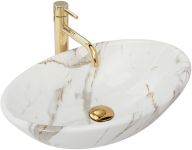 Раковина накладная Rea Pamela Aiax 530х330х150 белый, мрамор