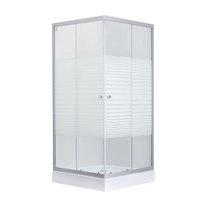 Душевая кабина Lidz Wiezak SC80x80.SAT.LOW.L, стекло Linie 4 мм + поддон Mazur