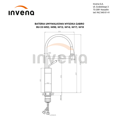 Смеситель для раковины Invena Stone BU-03-W14