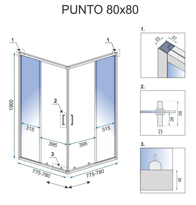 Душевая кабина Rea Punto 80x80 R/L черный + Душевой поддон Savoy черный