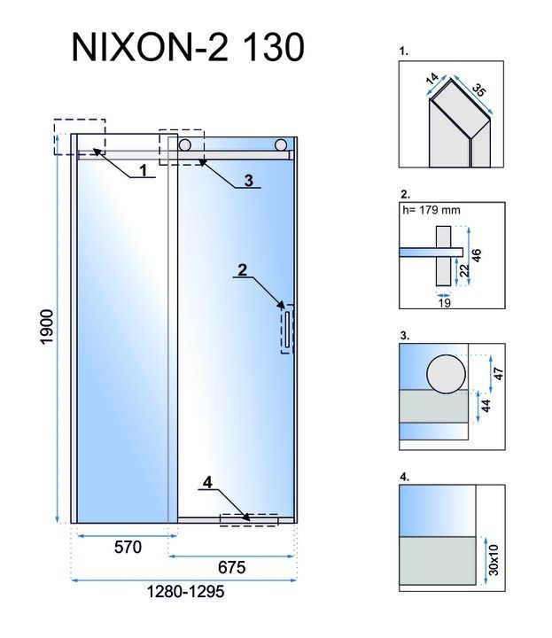 Душевые двери Rea EasyClean Nixon 130 хром