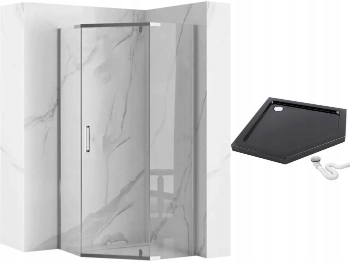 Душевая кабина Rea Axin 90x90 R/L хром + Душевой поддон 90x90 черный