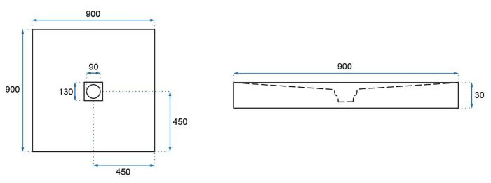 Душевой поддон Rea Stone 90x90х3 черный
