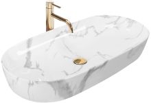 Раковина накладная Rea Cleo 810х410х135 белый, мрамор