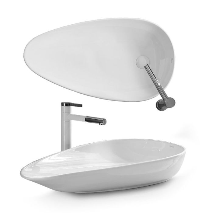 Раковина накладная Rea Greta 770х425х125 белый
