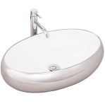 Раковина накладна Rea Melania 603х404х142 білий, срібло