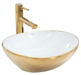 Раковина накладна Rea Sofia 415х335х135 білий, золото