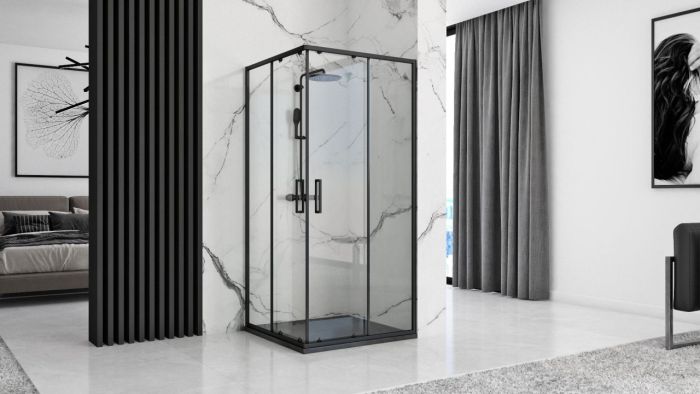 Душевой поддон Rea Stone 90x90х3 черный