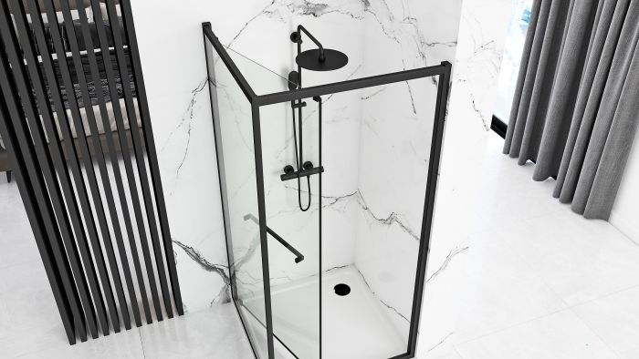 Душевая кабина Rea Space In 80x100 R/L черный + Душевой поддон Savoy черный