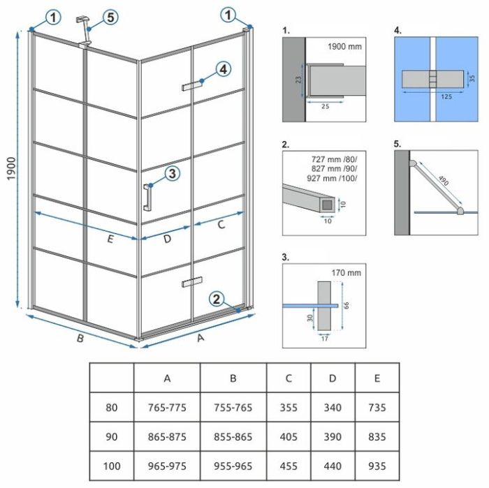 Душевая кабина Rea Molier 90x90 R/L черный