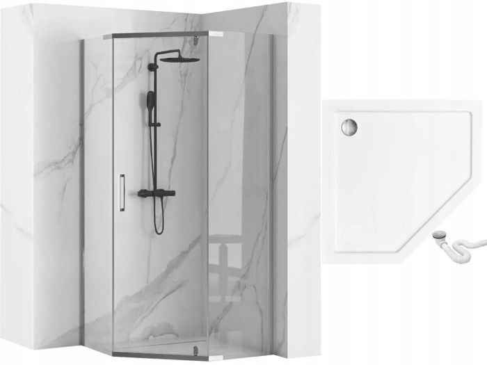 Душевая кабина Rea Axin 80x80 R/L хром + Душевой поддон 80x80