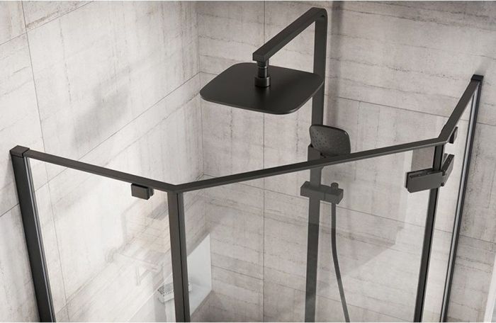 Душевая кабина Rea Diamond 80x80 R/L черный + Душевой поддон Rea 80x80