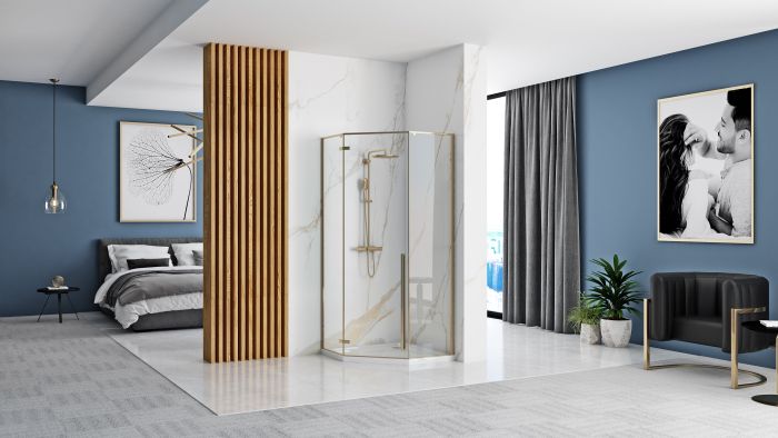 Душевая кабина Rea Diamond 90x90 R/L черный + Душевой поддон Rea 90x90