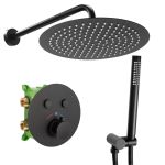 Душевая система скрытого монтажа с термостатом Rea Miler черный матовый