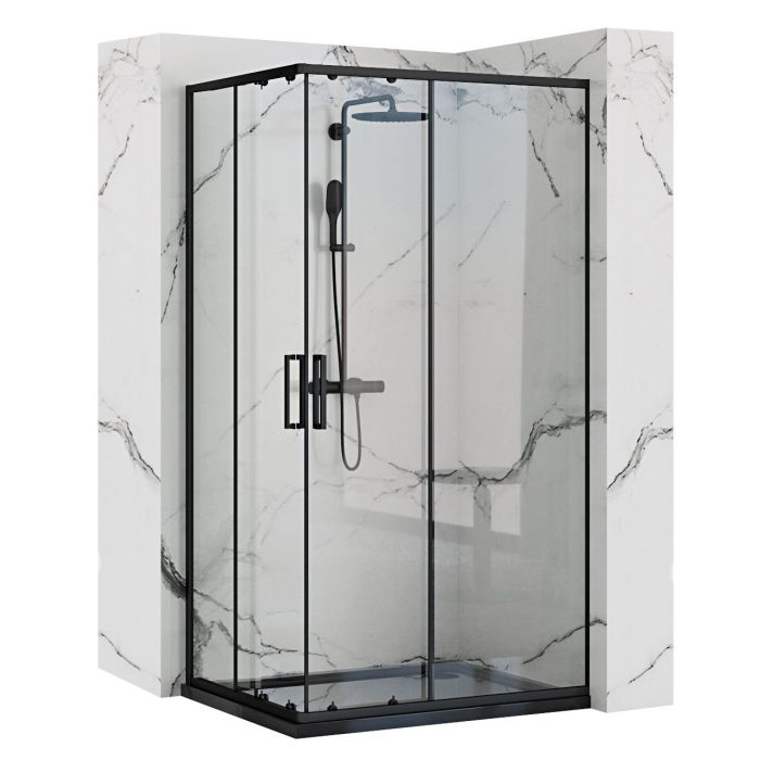 Душевая кабина Rea Punto 80x100 R/L черный + Душевой поддон Savoy черный