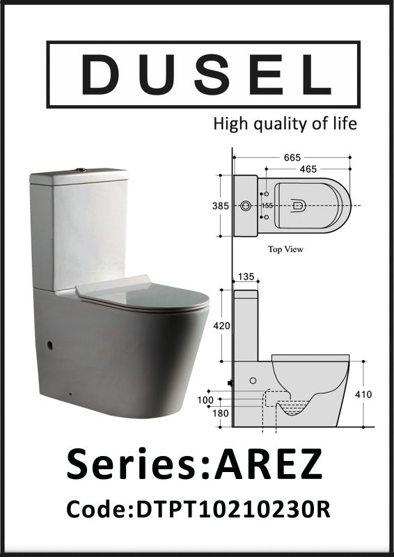 Унитаз-компакт Dusel Arez DTPT10210230R с бачком и сиденьем Soft Close дюропласт