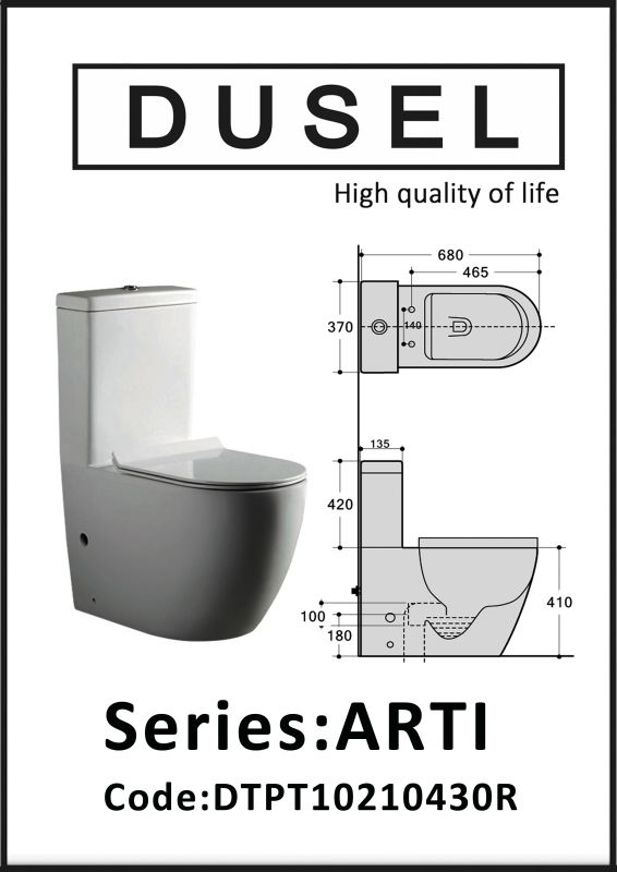 Унитаз-компакт Dusel Arti DTPT10210430R с бачком и сиденьем Soft Close дюропласт
