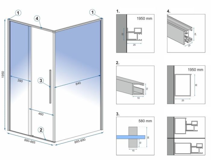 Душевая кабина Rea Solar 90x90 R/L черный