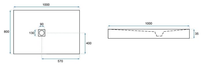 Душевой поддон Rea Rock 80x100x3,5 серый