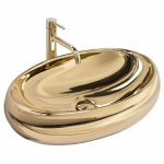 Раковина накладная Rea Melania 600х405х145 золото