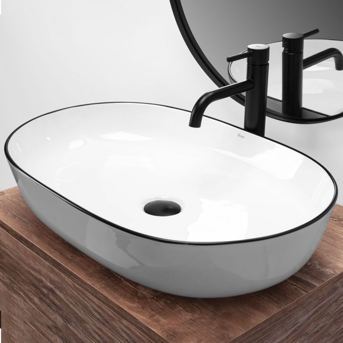 Раковина накладная Rea Cleo Edge 605х410х140 белый