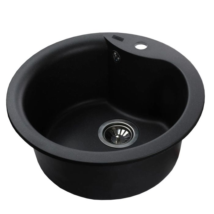 Мийка гранітна  Bretta Rondo 485х215 чорний металік