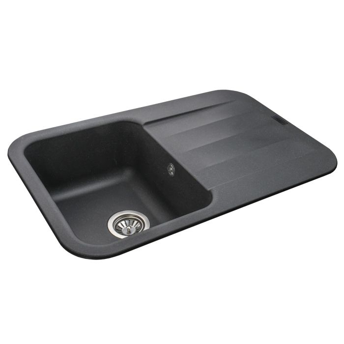 Мойка гранитная Bretta Crystal 780х500х200  черный металлик