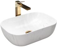 Раковина накладная Rea Belinda 460х320х125 белый, мрамор REA-U6599