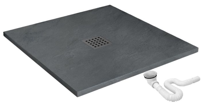 Душевой поддон Rea Rock 90x90x3,5 серый