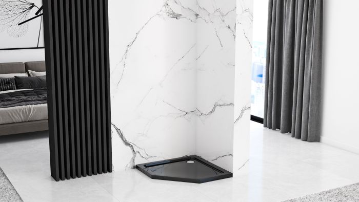 Душевая кабина Rea Diamond 90x90 R/L черный + Душевой поддон Rea 90x90