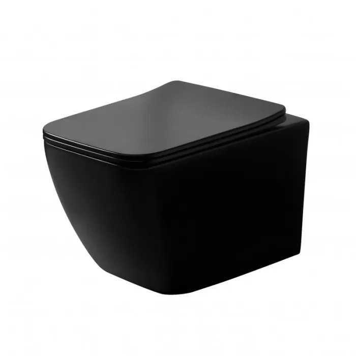Унитаз подвесной Dusel Cubis Black Matt DWHT10201030RВ с сиденьем Slim Soft-Close