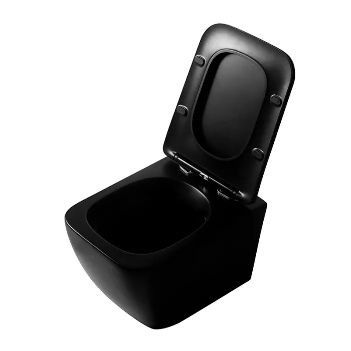 Унитаз подвесной Dusel Cubis Black Matt DWHT10201030RВ с сиденьем Slim Soft-Close