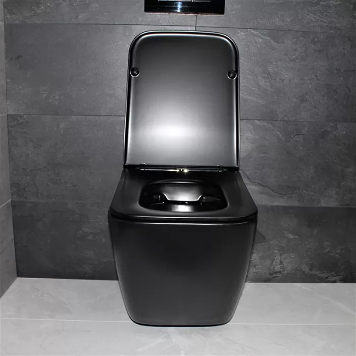 Унитаз подвесной Dusel Cubis Black Matt DWHT10201030RВ с сиденьем Slim Soft-Close