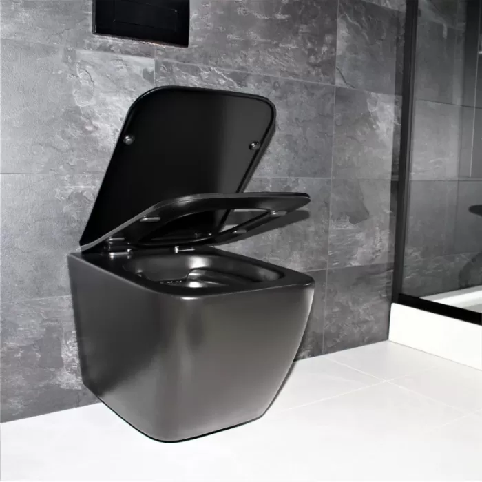 Унитаз подвесной Dusel Cubis Black Matt DWHT10201030RВ с сиденьем Slim Soft-Close