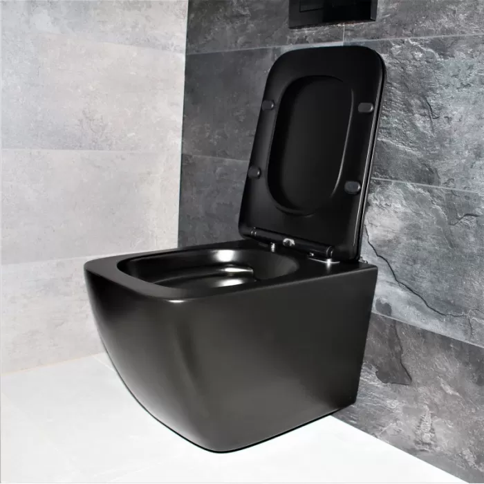 Унитаз подвесной Dusel Cubis Black Matt DWHT10201030RВ с сиденьем Slim Soft-Close