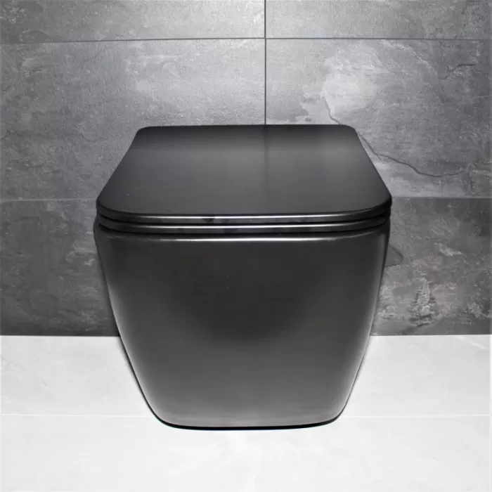 Унитаз подвесной Dusel Cubis Black Matt DWHT10201030RВ с сиденьем Slim Soft-Close