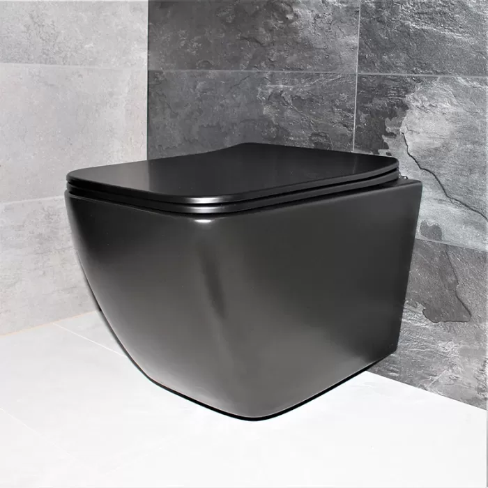 Унитаз подвесной Dusel Cubis Black Matt DWHT10201030RВ с сиденьем Slim Soft-Close