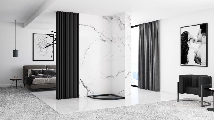 Душевая кабина Rea Diamond 90x90 R/L черный + Душевой поддон Rea 90x90