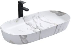 Раковина накладна Rea Cleo Lava 810х410х135 білий, мармур