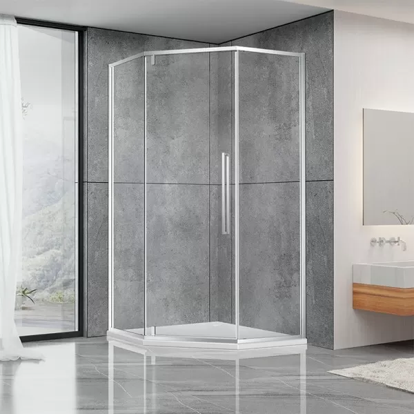 Душевая кабина Dusel DL197H Chrome, 90х90х190, пятиугольная, стекло прозрачное