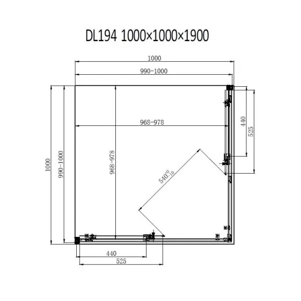 Душевая кабина Dusel DL194B Black Matt, 100х100х190, дверь раздвижная, прозрачное стекло