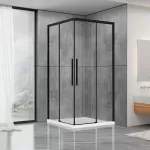 Душова кабіна Dusel DL194B Black Matt, 90х90х190, двері розсувні, прозоре скло