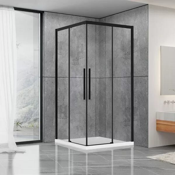Душевая кабина Dusel DL194B Black Matt, 90х90х190, дверь раздвижная, прозрачное стекло