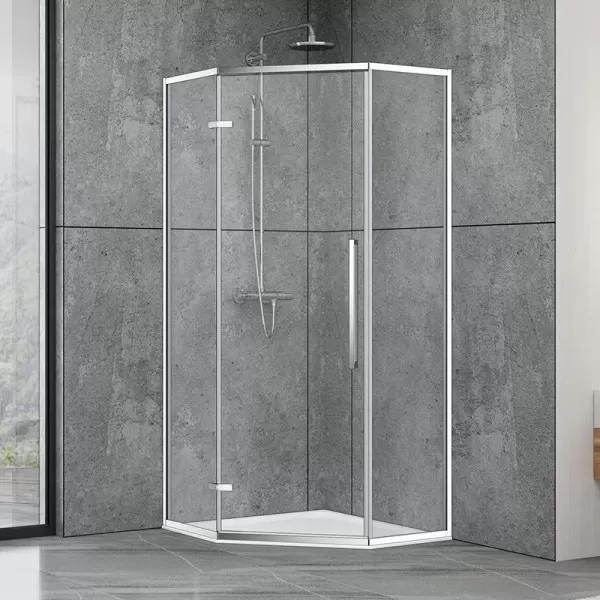 Душевая кабина Dusel DL197H Chrome, 90х90х190, пятиугольная, стекло прозрачное