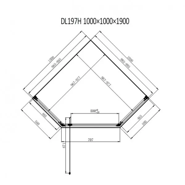 Душевая кабина Dusel DL197H Chrome, 100х100х190, пятиугольная, стекло прозрачное