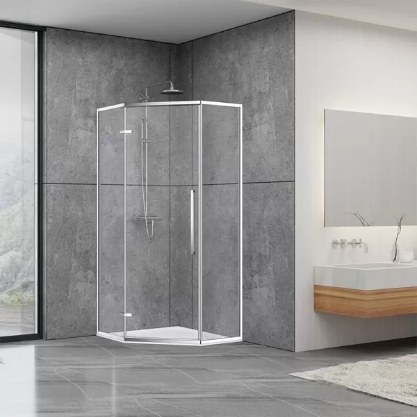 Душевая кабина Dusel DL197H Chrome, 90х90х190, пятиугольная, стекло прозрачное