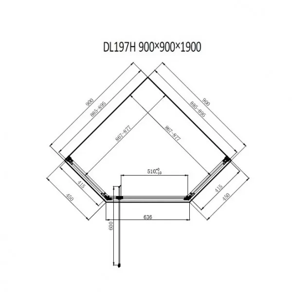Душевая кабина Dusel DL197H Chrome, 90х90х190, пятиугольная, стекло прозрачное